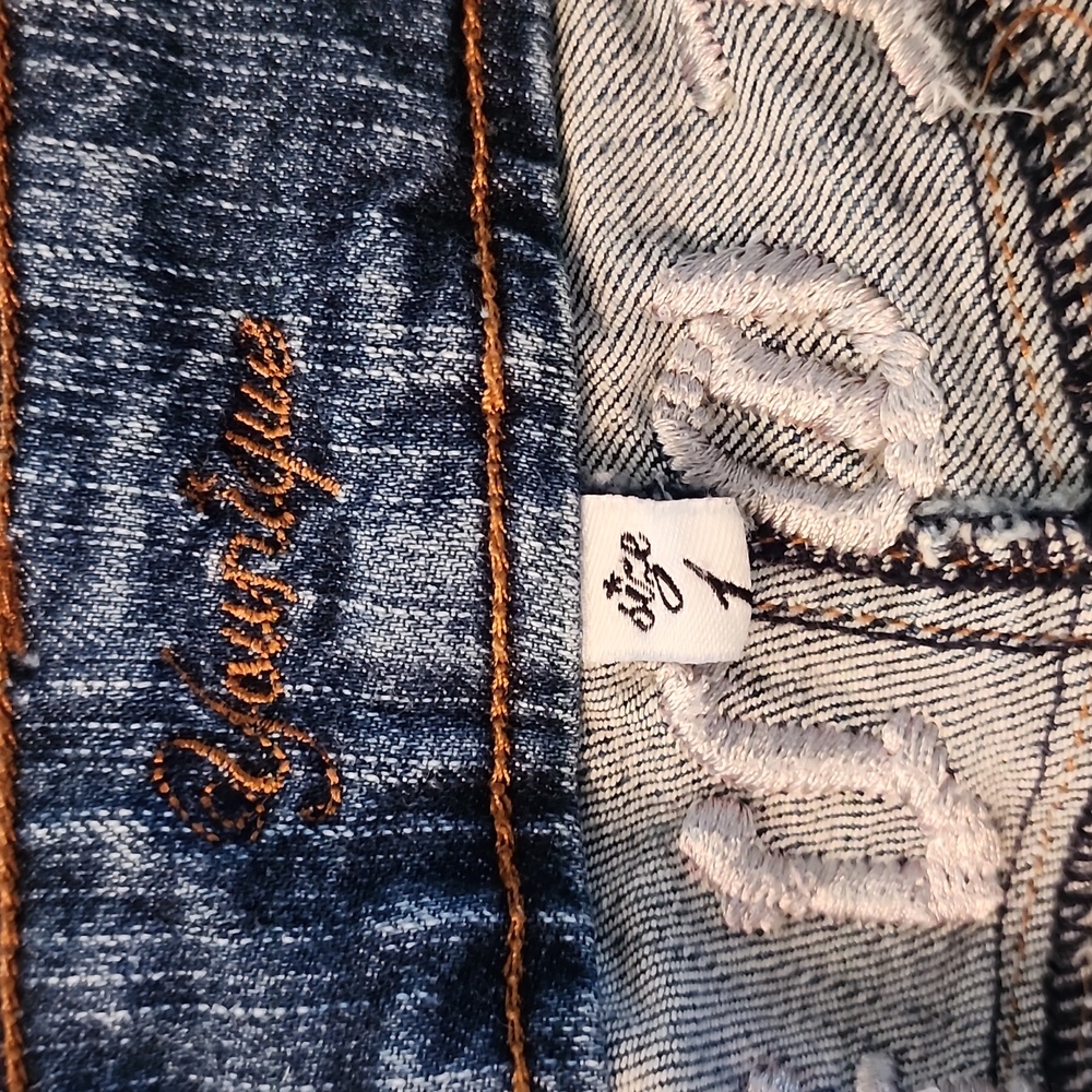 Handmade distressed low waist blue jeans - Picture 3 of 8